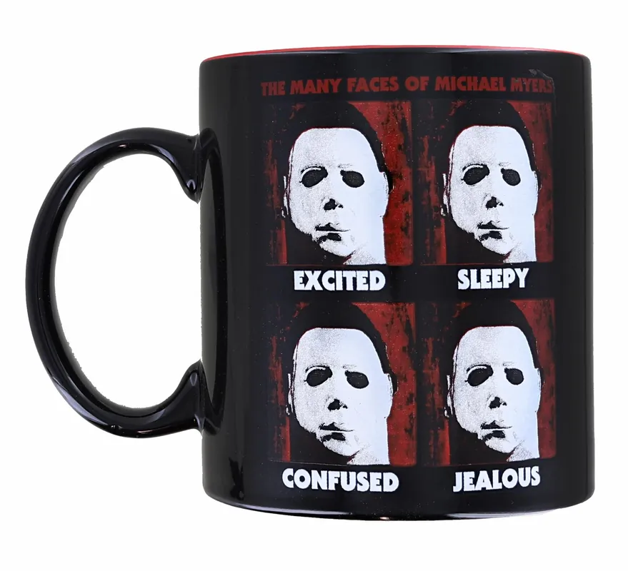 Halloween Many Faces of Michael Myers Ceramic Mug Holds 20 Ounces