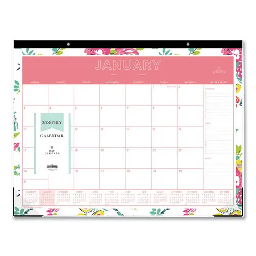 Day Designer Peyton Desk Pad Calendar, Floral Artwork, 22 X 17, Black Binding, Clear Corners, 12-month (jan To Dec) 2025