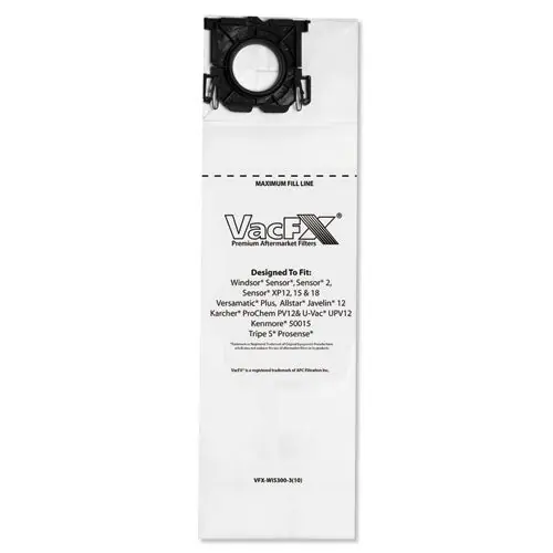Vacuum Filter Bags Designed To Fit Allstar Javelin 12‘‘ Series/windsor Sensor S/s2/xp/veramatic Plus, 100/carton