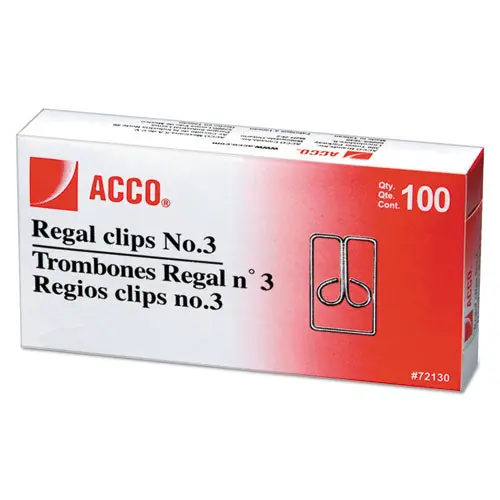 Regal Clips, 3, Smooth, Silver, 100/box