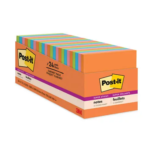 Pads In Energy Boost Collection Colors, Cabinet Pack, 3" X 3", 70 Sheets/pad, 24 Pads/pack