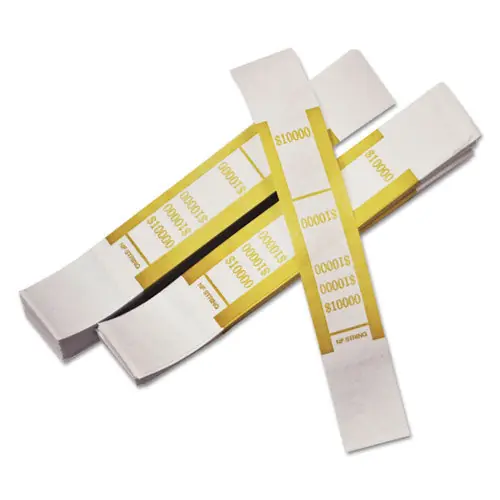 Self-adhesive Currency Straps, Mustard, 10,000 In 100 Bills, 1000 Bands/pack