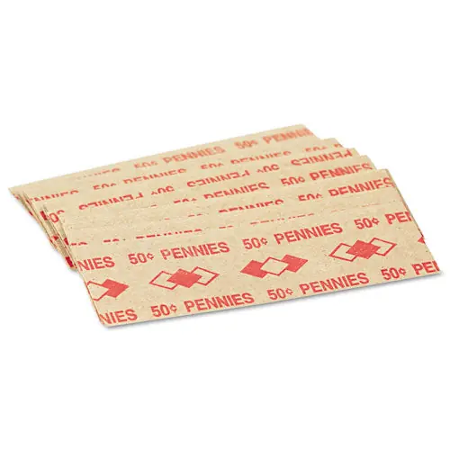Tubular Coin Wrappers, Pennies, .50, Pop-open Wrappers, 1000/pack