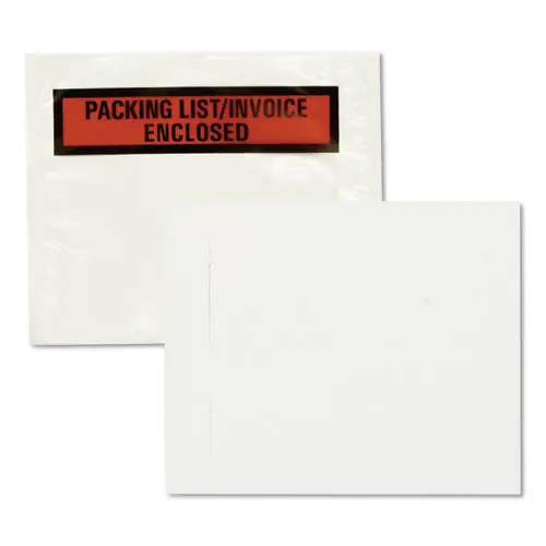 Self-adhesive Packing List Envelope, Top-print Front Packing List/invoice Enclosed, 4.5 X 5.5, Clear/orange, 100/box