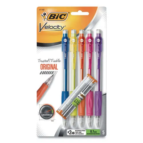 Velocity Original Mechanical Pencil, 0.7 Mm, Hb ( 2), Black Lead, Assorted Barrel Colors, 5/pack