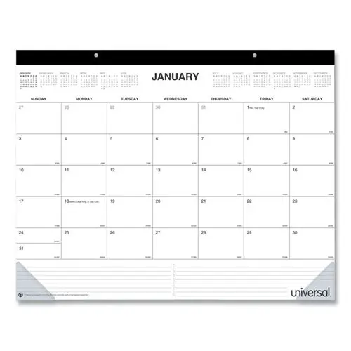 Desk Pad Calendar, 22 X 17, White Sheets, Black Binding, Clear Corners, 12-month (jan To Dec) 2025
