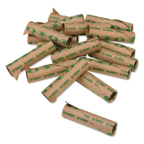 Preformed Tubular Coin Wrappers, Dimes, 5, 1,000 Wrappers/box