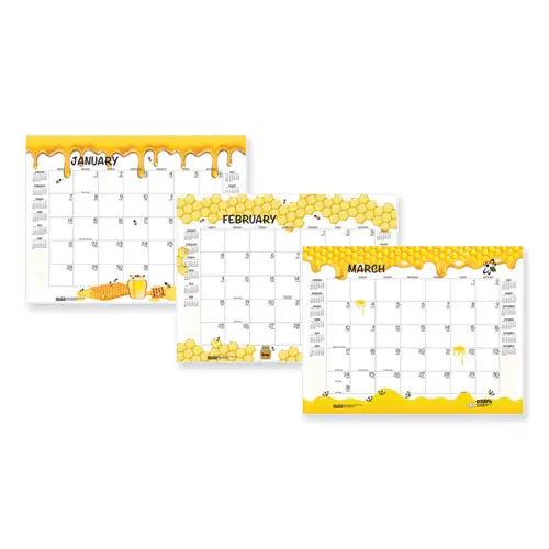 Recycled Honeycomb Desk Pad Calendar, Honeycomb Artwork, 22 X 17, White/multicolor Sheets, 12-month (jan To Dec) 2025