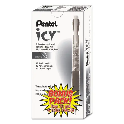 Icy Mechanical Pencil Value Pack, 0.5 Mm, Hb ( 2), Black Lead, Translucent Ice/black Barrel, 24/pack