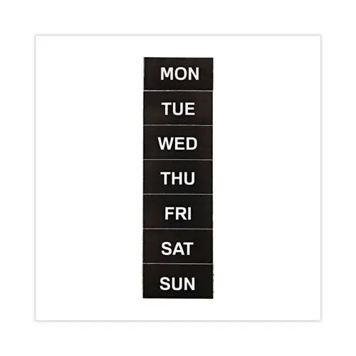 Heavy-duty Board Magnet Labels, Days Of The Week (monday-sunday), 1" Tall, White Characters, Black Background, 7/pack