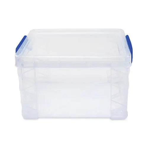 Super Stacker Lift-off Lid Storage Tote, 7.25" X 10.88" X 6.38", Transparent/blue