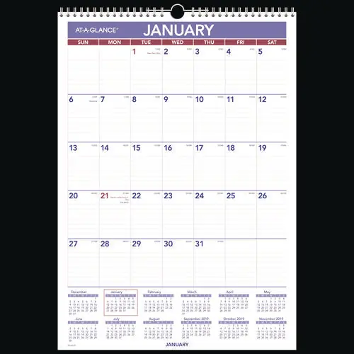 Erasable Wall Calendar, 12 X 17, White Sheets, 12-month (jan To Dec) 2025