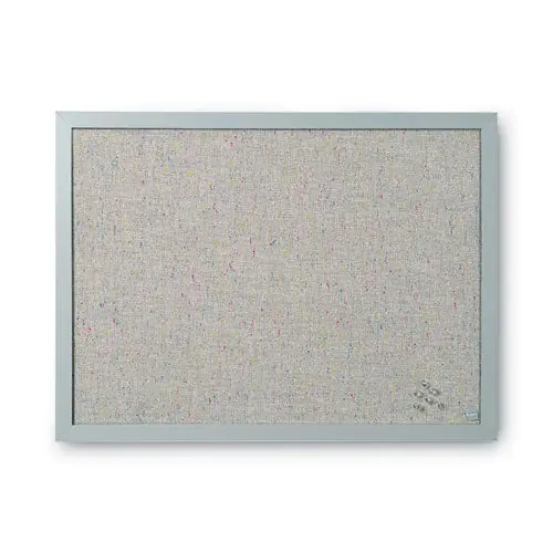 Designer Fabric Bulletin Board, 24" X 18", Gray Surface, Gray Fiberboard (mdf) Frame