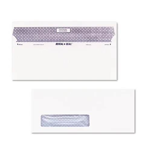 Reveal-n-seal Security-tint Envelope, Address Window, 10, Commercial Flap, Self-adhesive Closure, 4.13 X 9.5, White, 500/box