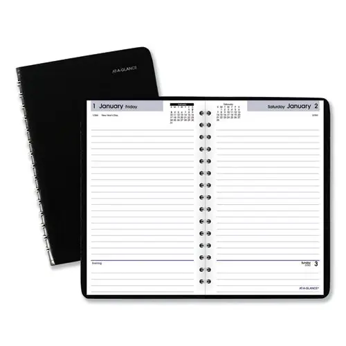Dayminder Daily Appointment Book, 8 X 5, Black Cover, 12-month (jan To Dec) 2025