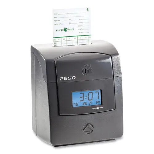 2650 Pro Auto Aligning Time Clock, Lcd Display, Charcoal