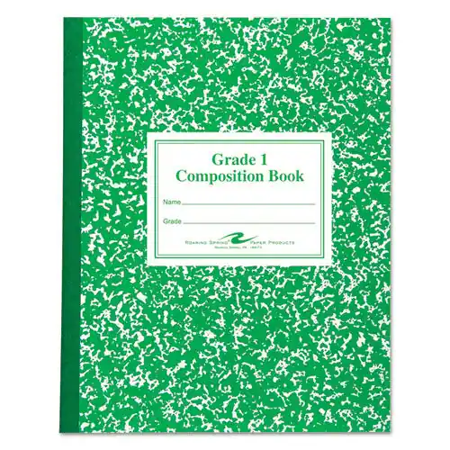 Grade School Ruled Composition Book, Grade 1 Manuscript Format, Green Cover, (50) 9.75 X 7.75 Sheets
