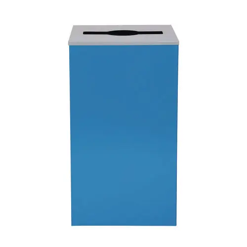 29 Gallon Trash/recycling Cans, Steel, Blue Can With Mixed Lid