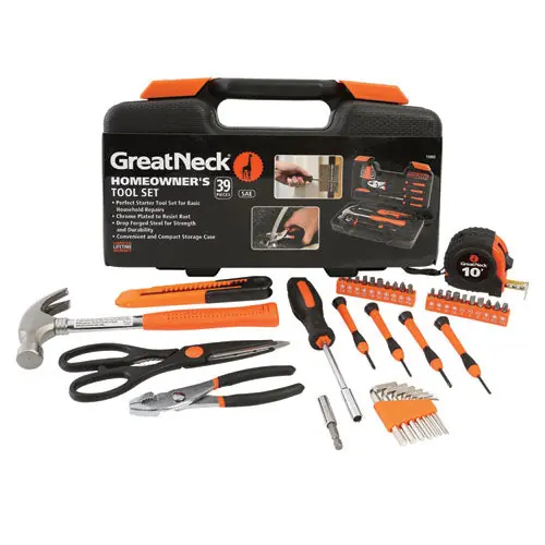Homeowner‘s 39-piece Tool Set, 12.38" X 3" X 7.25" Carry Case