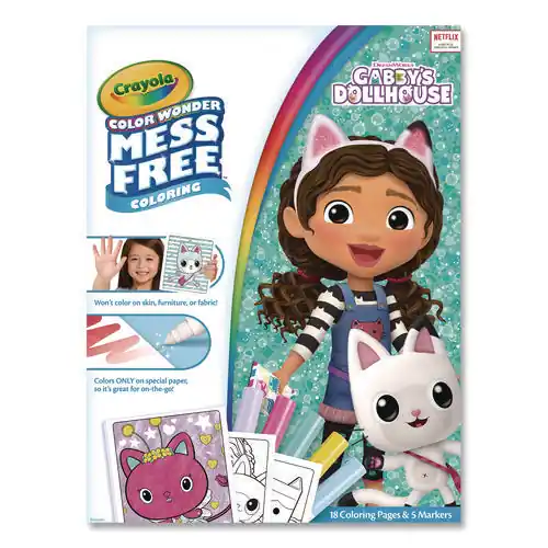 Gabby‘s Dollhouse Color Wonder Kit, (18) Coloring Pages, (5) Gabby‘s Collection Markers