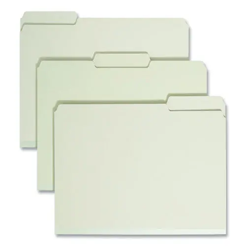 Expanding Recycled Heavy Pressboard Folders, 1/3-cut Tabs Assorted, Letter Size, 2" Expansion, Gray-green, 25/box