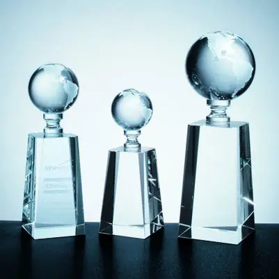 Optical Crystal Elegant World Globe Award - Medium