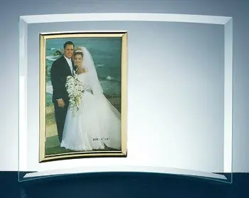Vertical Curved Jade Glass Gold Photo Frame (Photo size 4" x 6")