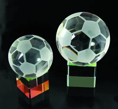 Soccer Ball Crystal Trophy with Clear Base - Medium