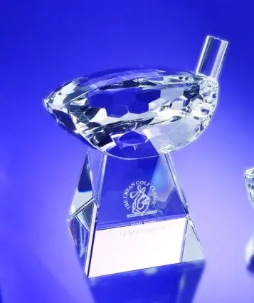 Crystal Driver Head and Tall Base Trophy - Small