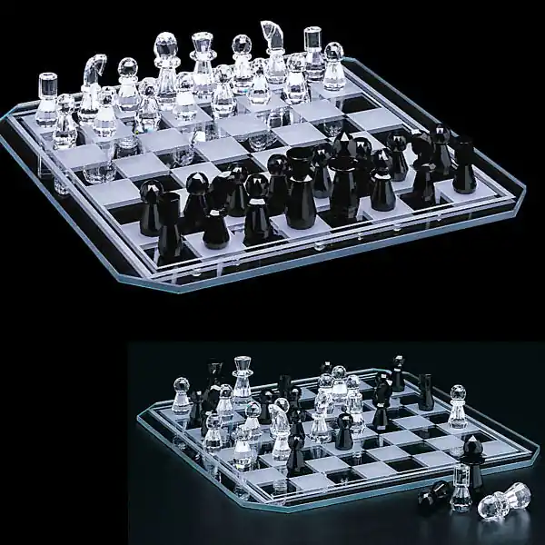12" CRYSTAL CHESS SET WITH 2" KING